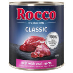 6x800g classic boeuf, coeurs de veau rocco - nourriture pour chien