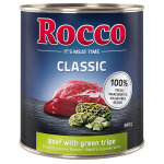 6x800g classic boeuf, panses vertes rocco - nourriture pour chien
