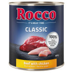 6x800g classic boeuf, poulet rocco - nourriture pour chien