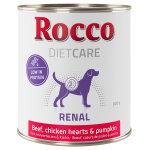 6x800g rocco diet care renal boeuf, coeurs de poulet, potiron - pte pour chien