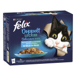 12x85g felix tendres effils dlicieux duos en gele poissons - pte pour chat