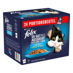 24x85g felix tendres effils en gele slection au poisson - pte pour chat
