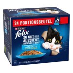 24x85g felix tendres effil�s en gel�e s�lection au poisson - p�t�e pour chat