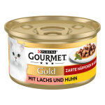 24x85g gourmet gold les noisettes saumon, poulet - p�t�e pour chat