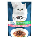 26x85g gourmet perle les aiguillettes de truite, pinards - pte pour chat
