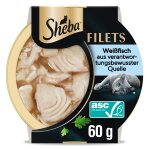 16x60g sheba d�mes filets fins poissons blancs - p�t�e pour chat