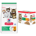 3kg de croquettes et 12 sachets hill's science plan feline kitten bi - nutrition hill's kitten :
