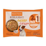 4 x 100 g nature's variety bites en sauce mini adulte poulet & saumon nourriture humide pour chien