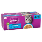 40x85g whiskas 1 + adult sachets fra�cheur poisson en gel�e (4 vari�t�s) nourriture humide pour chat