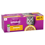 40x85g whiskas 1 + adult sachets fra�cheur volaille en gel�e (4 vari�t�s) nourriture humide pour chat ...