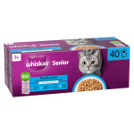 40x85g whiskas 7 + senior sachets fra�cheur poisson en gel�e (4 vari�t�s) nourriture humide pour chat ...