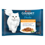4x85g gourmet perle aiguillettes de dinde, thon, canard, agneau - p�t�e pour chat