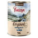 6x 400g purizon adult sterilised filet de poulet avec saumon nourriture pour chats humide