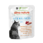 6x 50 g almo nature hfc sterilised poulet et thon, nourriture humide pour chats
