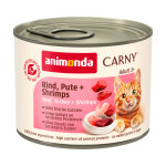 6x200g adult boeuf, dinde, crevettes animonda carny - p�t�e pour chat
