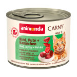 6x200g adult boeuf, dinde, lapin animonda carny - p�t�e pour chat