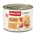 6x200g adult boeuf, poulet, coeur de canard animonda carny - p�t�e pour chat