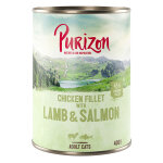 6x400g purizon adult sans c�r�ales filet de poulet, saumon, agneau - p�t�e pour chat