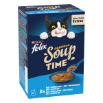 6x48g felix soup time original, s�lection de poissons - p�t�e pour chat