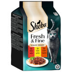 6x50g fresh & fine, boeuf poulet et agneau en sauce sheba p�t�e pour chat