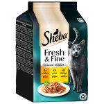 6x50g fresh & fine, dinde poulet volaille en gel�e sheba p�t�e pour chat