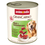 6x800g animonda grancarno original adult boeuf boeuf, coeurs de canard pour chien