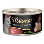 6x80g filets fins naturels thon, saumon miamor - pte pour chat