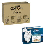 96x85g boeuf, poulet, saumon, thon jumbopack gourmet perle nourriture humide pour chat