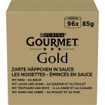 96x85g jumbopack gourmet gold les noisettes boeuf, poulet & foie, saumon & poulet, dinde & canard
