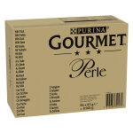 96x85g jumbopack gourmet perle truite, dinde, canard, gibier - pte pour chat