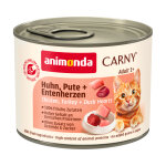 6x200g adult poulet, dinde, coeur de canard animonda carny - p�t�e pour chat