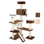Arbre � chat maison en pain d'�pice avec �chelle beige + support de fixation