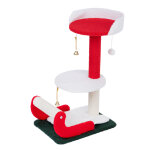 Arbre  chat traneau de nol tiaki rouge, blanc, vert, pour chat