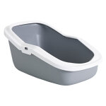Bac  litire  haut rebord savic aseo gris clair / blanc - pour chat