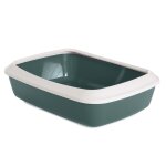 Bac  litire avec rebord savic iriz, 42 cm, vert nordique / blanc - pour chat