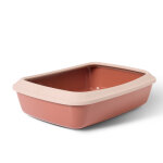 Bac  litire avec rebord savic iriz pour chat - 50 cm - rose champagne / rouge toscane