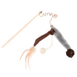 Canne � p�che tiaki peluche et plume pour chat - 1 canne � p�che