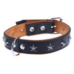 Collier en cuir heim stars, noir taille 50 tour de cou 38 - 46 cm - pour chien