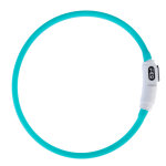 Collier en silicone tiaki lanterne avec �clairage led usb pour chien - turquoise