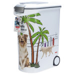 Conteneur  croquettes curver pour chien - motif palmiers : jusqu' 20 kg de croquettes (54 litres)