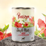 A l'unit� : purizon adult sans c�r�ales, 400 g pour chien - single meat : boeuf, fleurs d'hibiscus