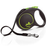 Flexi black design laisse � sangle verte, 5m taille l : jusqu'� 50kg chien