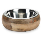 Gamelle en bois et inox designed by lotte mandira pour chien - capacit : 1300 ml, 21 cm de diamtre