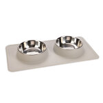 Gamelle double karlie dex avec support en silicone pour chien - capacit : 2 x 350 ml, 14 cm de diamtre, ...