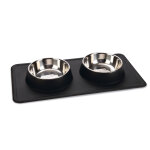 Gamelle double karlie dex avec support en silicone pour chien - capacit : 2 x 350 ml, 14 cm de diamtre, ...