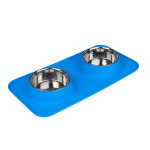Gamelle double tiaki avec tapis en silicone pour chien et chat - capacit : 2 x 540 ml, 14 cm de diamtre ...