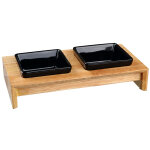 Gamelle double trixie en cramique / bois pour chien et chat - capacit : 20, 2l, l28l15h5cm