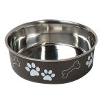 Gamelle en inox karlie � motifs de pattes, noir pour chien - 2, 2 l, 23 cm