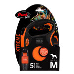 Laisse - sangle flexi xtreme orange, 5 m pour chien - taille m : jusqu'� 35 kg