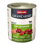 6x800g original adult boeuf, coeurs de canard animonda grancarno - pte pour chien